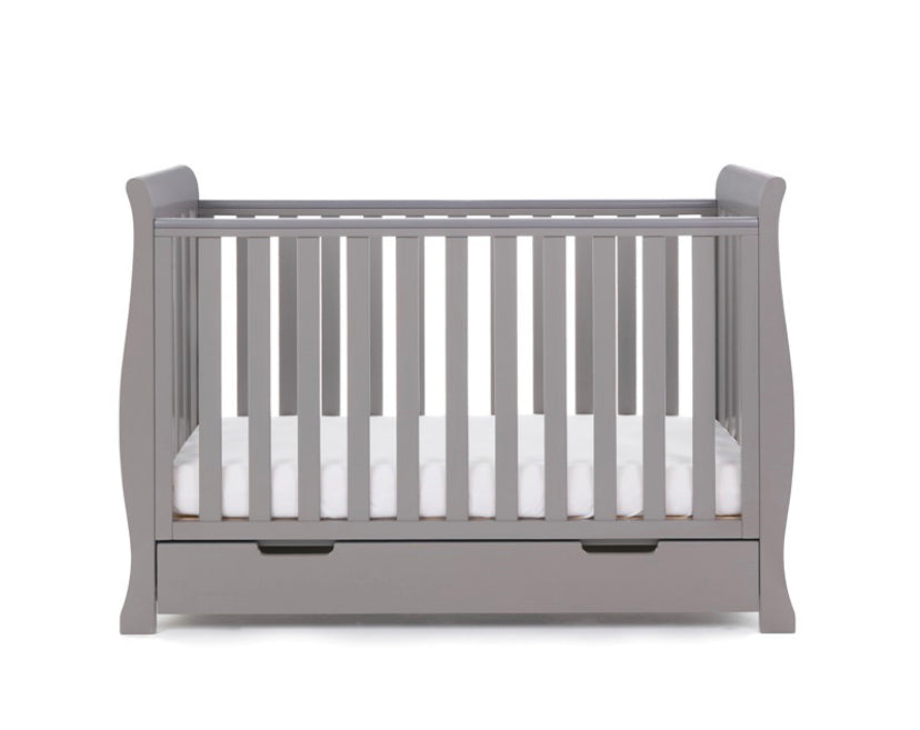 Obaby Stamford Sleigh Mini Cot Bed - Taupe Grey