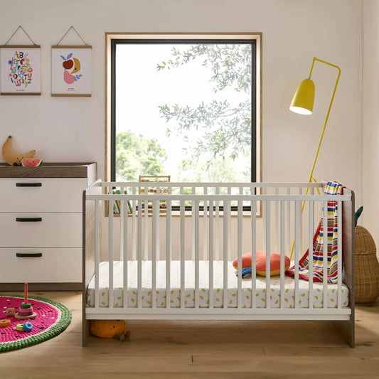 Cuddle Co Enzo 2 Piece Nursery Furniture Set - Truffle Oak & White