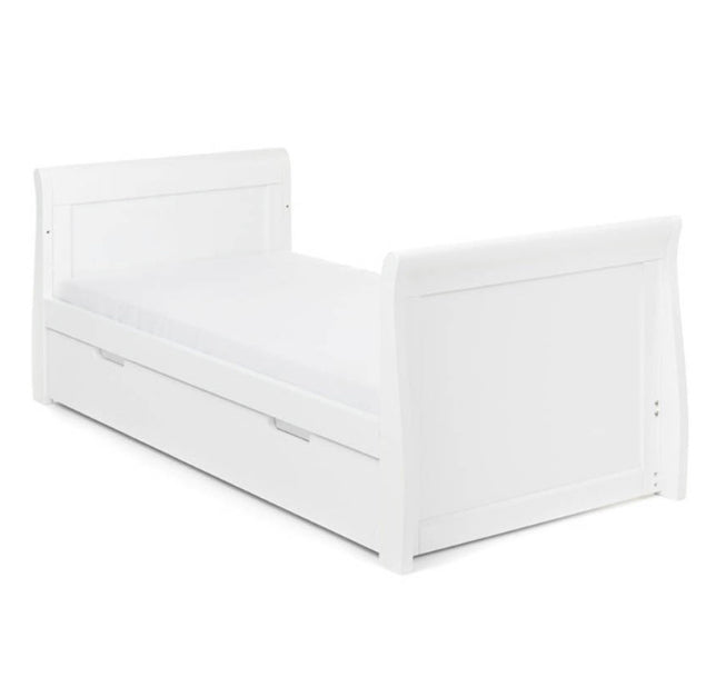 Obaby Stamford Classic Sleigh Cot Bed With Drawer - White