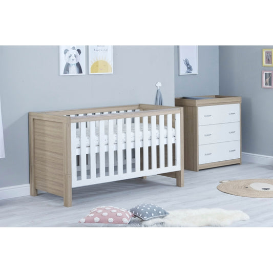 Babymore Luno 2 Piece Furniture Room Set-Oak & White