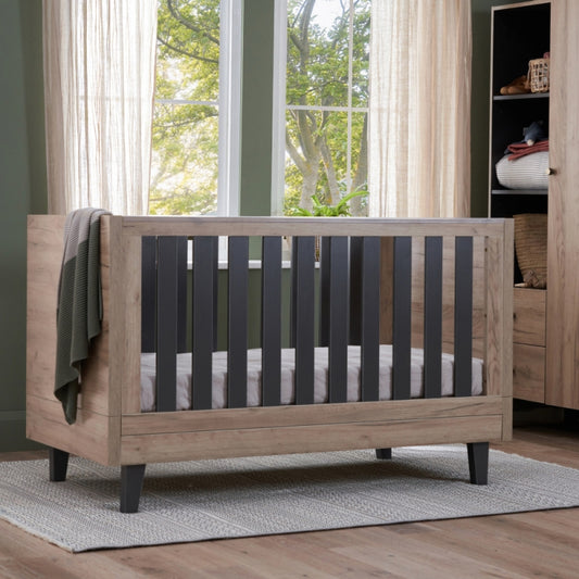 Tutti Bambini Como Cot Bed-  Oak/Slate Grey