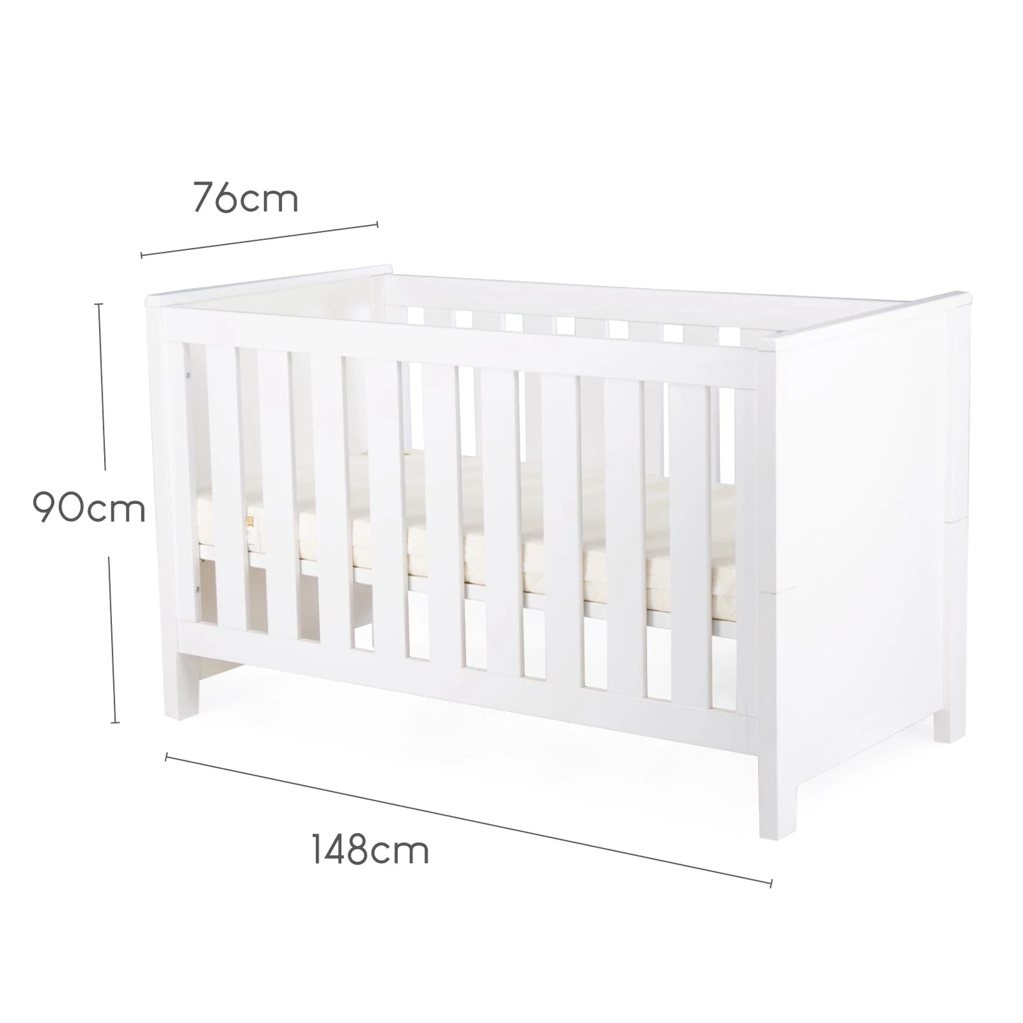 Cuddle Co Aylesbury 3 Piece Nursery Furniture Set (Cot Bed, Dresser & Wardrobe) - White