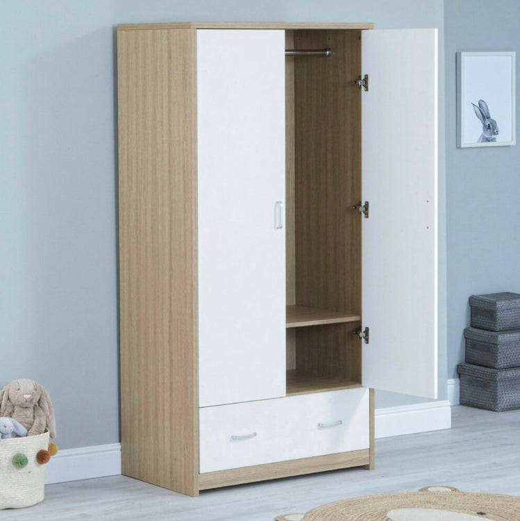 Babymore Luno  Veni  wardrobe  – Oak White