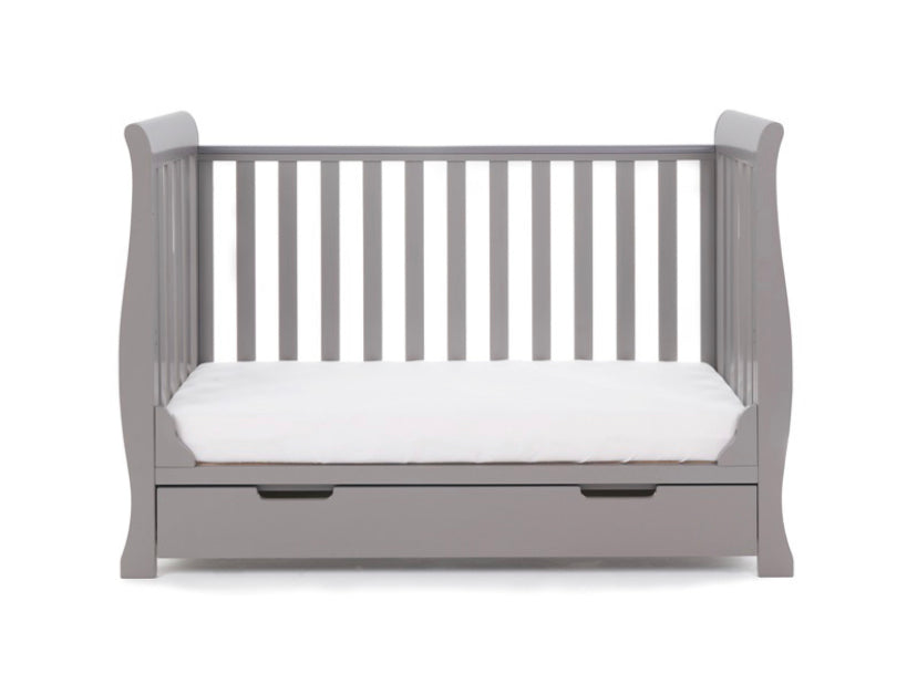 Obaby Stamford Sleigh Mini Cot Bed - Taupe Grey