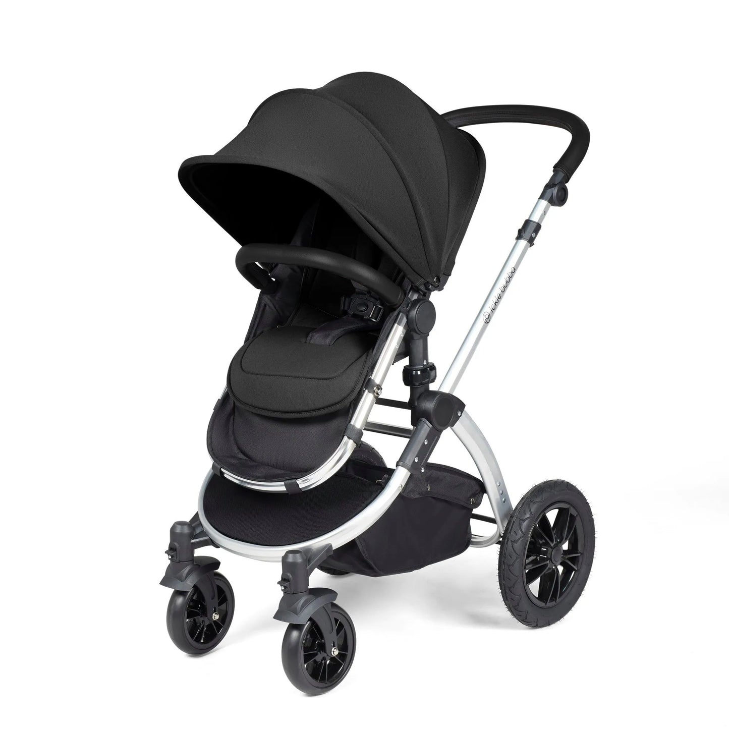 Ickle bubba Stomp Luxe All in One Premium i-Size Travel System with ISOFIX Base *Midnight - Black handle