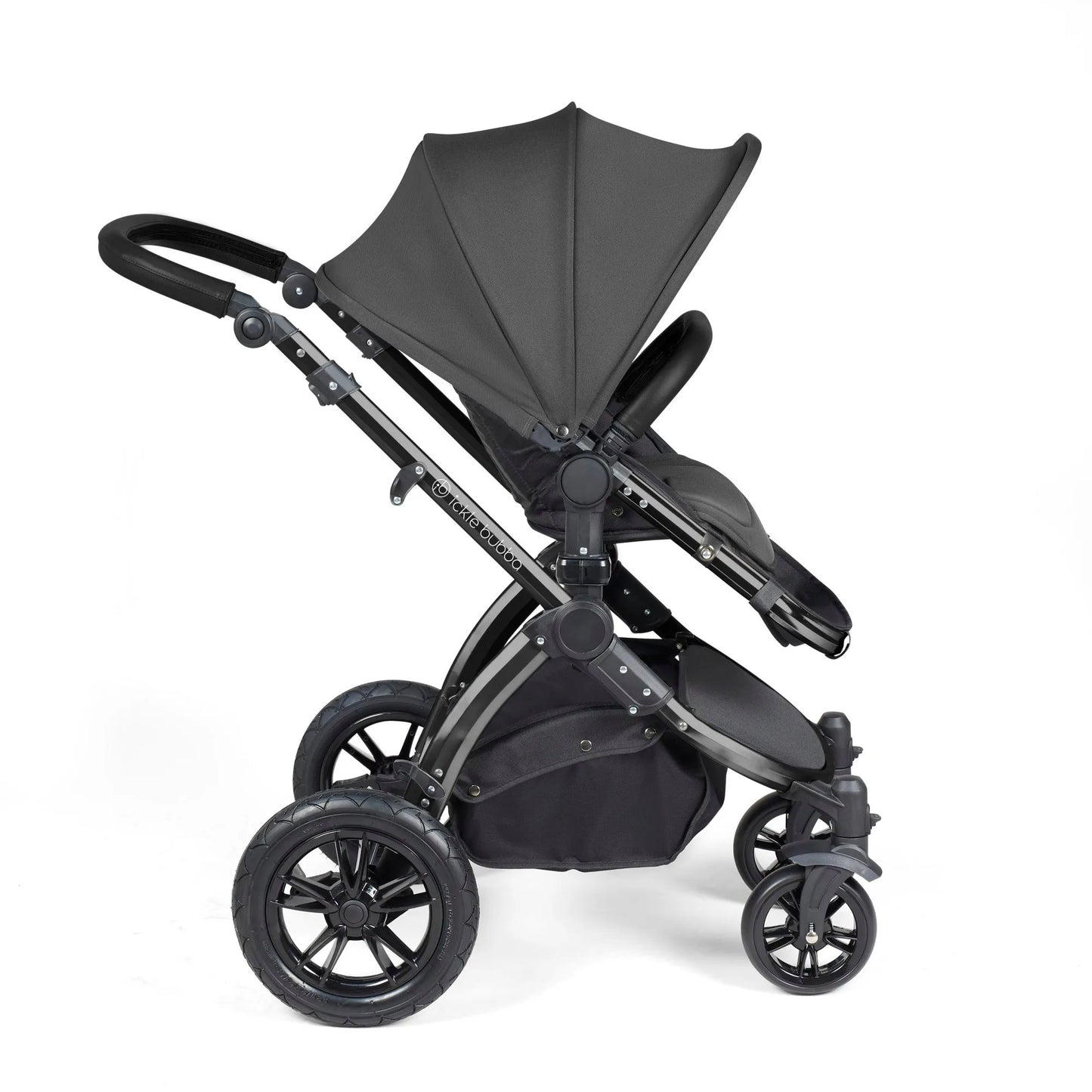 Ickle bubba Stomp Luxe All in One Premium i-Size Travel System with ISOFIX Base *Charcoal Grey  - Black  handle