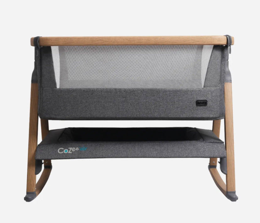 Tutti Bambini CoZee® Air Bedside Crib - Oak and Charcoal