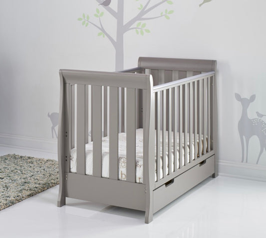 Obaby Stamford Sleigh Mini Cot Bed - Warm Grey