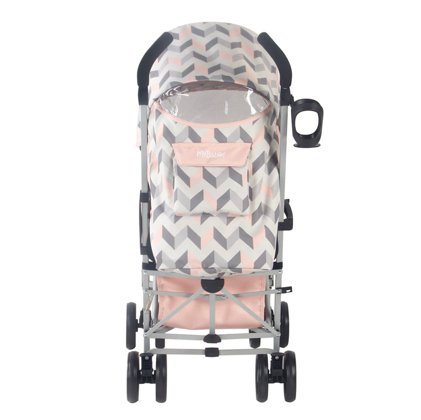 My Babiie My Babiie Pink and Grey Chevron Lightweight Stroller