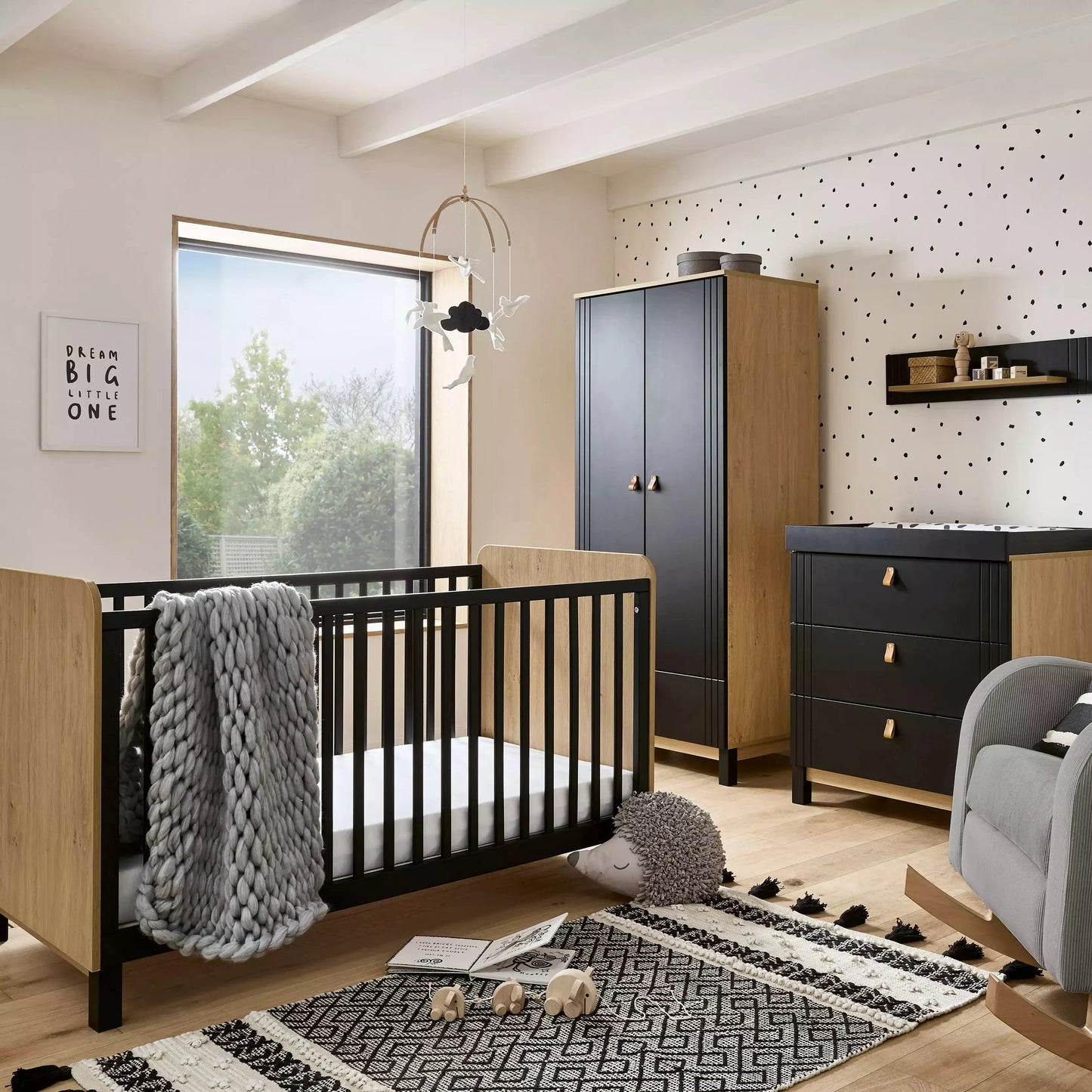 Cuddle Co Rafi 3 Piece Nursery Furniture Set - Oak & Black *pre order end of November