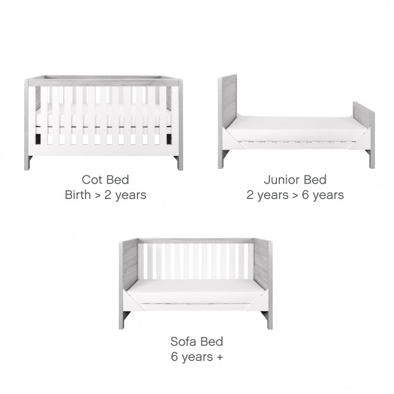 Tutti Bambini Modena Cot Bed-Grey Ash and White