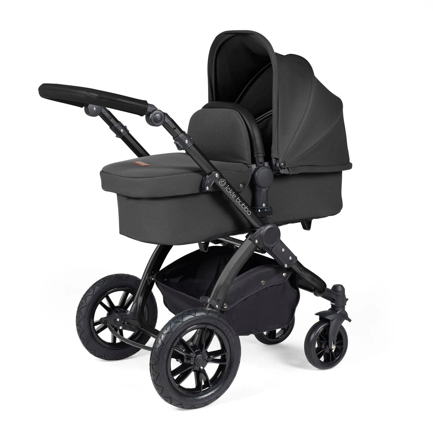 Ickle bubba Stomp Luxe All in One Premium i-Size Travel System with ISOFIX Base *Charcoal Grey  - Black  handle