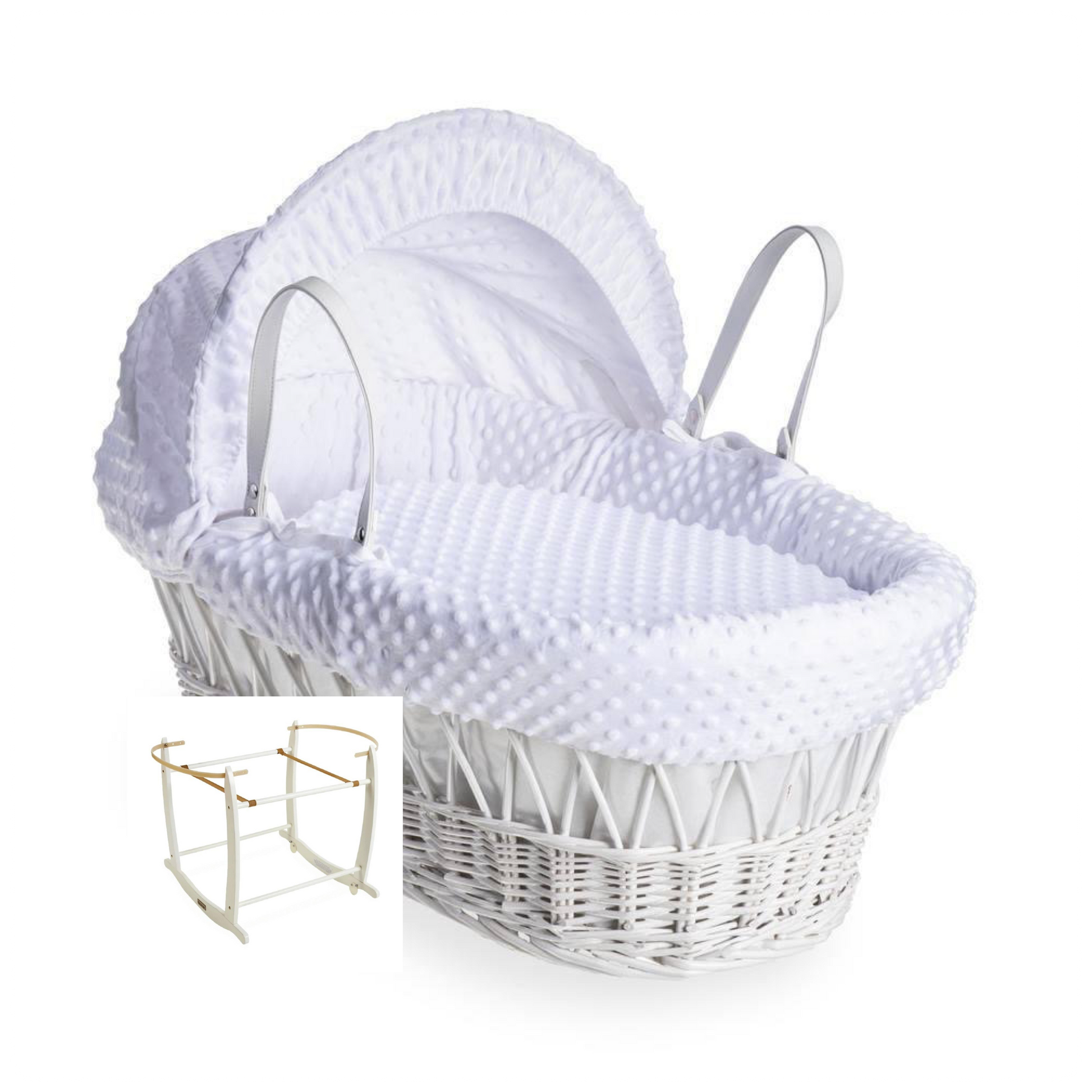 Clair de lune white wicker moses basket outlet