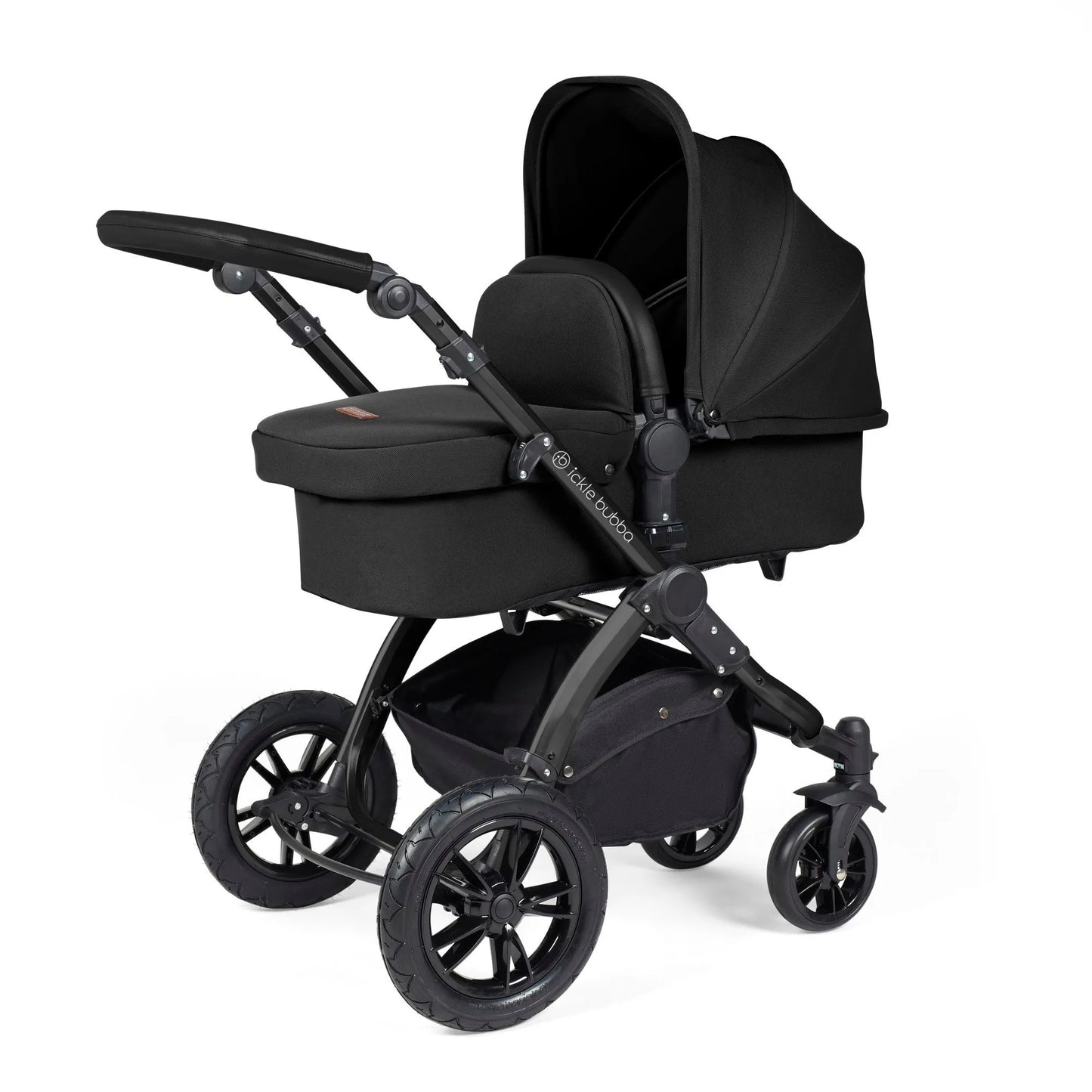 Ickle bubba Stomp Luxe All in One Premium i-Size Travel System with ISOFIX Base *Midnight - Black handle