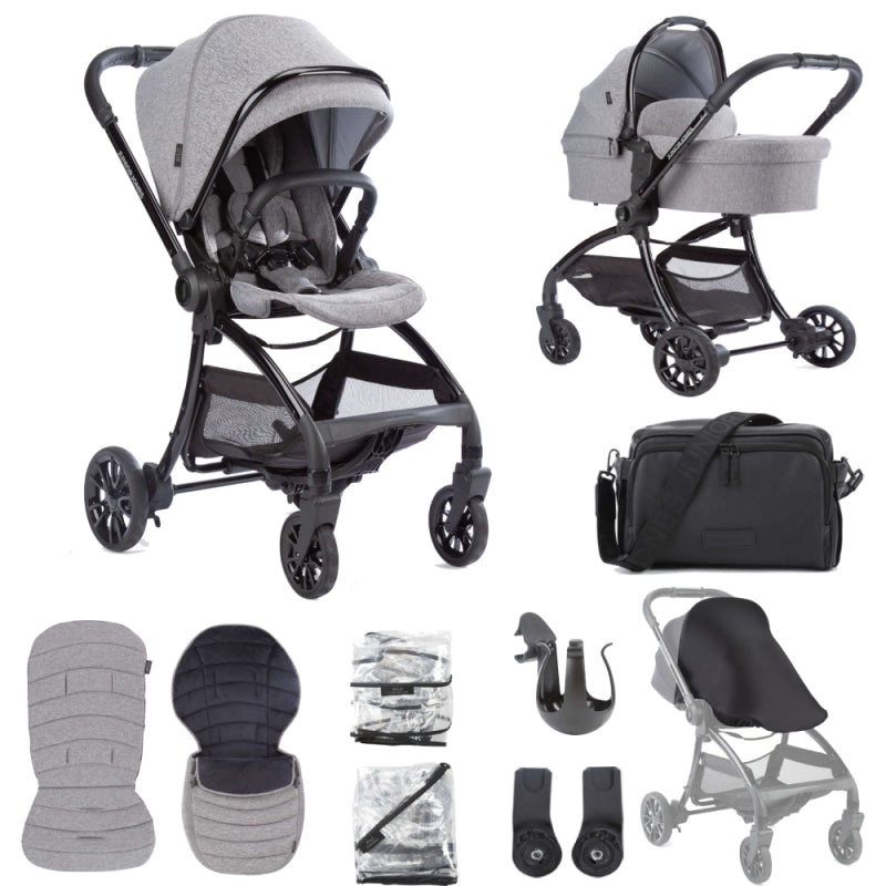 Junior Jones Aylo Pram Essential Bundle-Grey Marl/Black