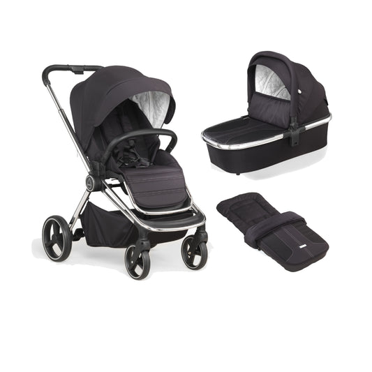 Mee-Go Pure 2in1 Pram System With Silver Chassis-Allegra Black
