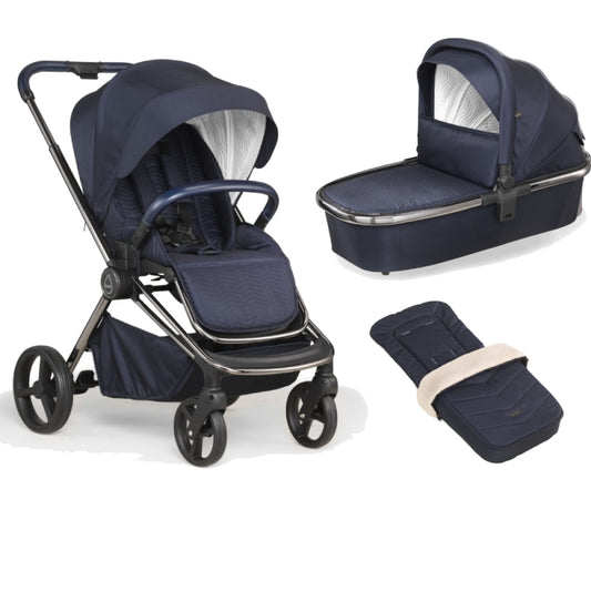 Mee-Go Pure 2in1 Pram System With Gun Metal Chassis-True Blue