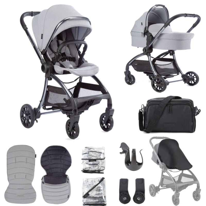 Junior Jones Aylo Pram Essential Bundle-Pebble Grey/Gun Metal