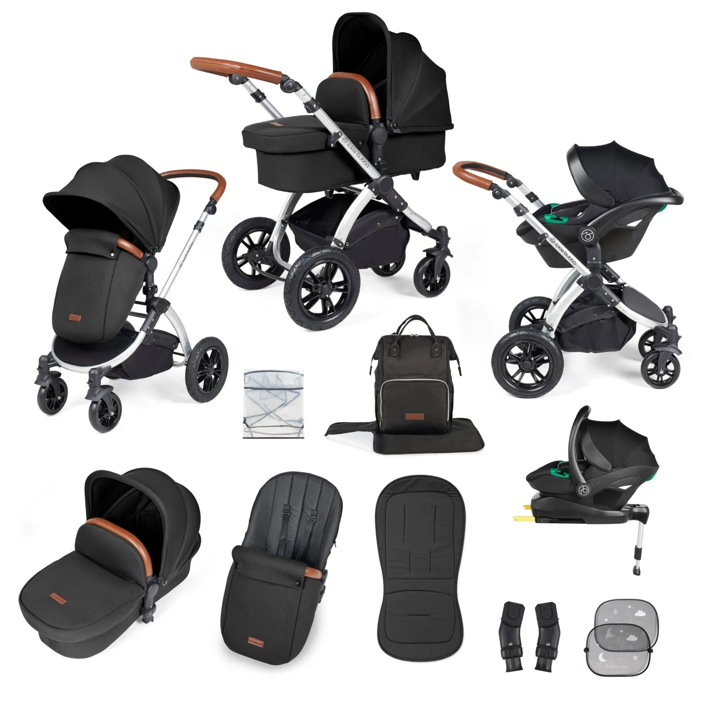 Ickle bubba Stomp Luxe All in One Premium i-Size Travel System with ISOFIX Base *Midnight -