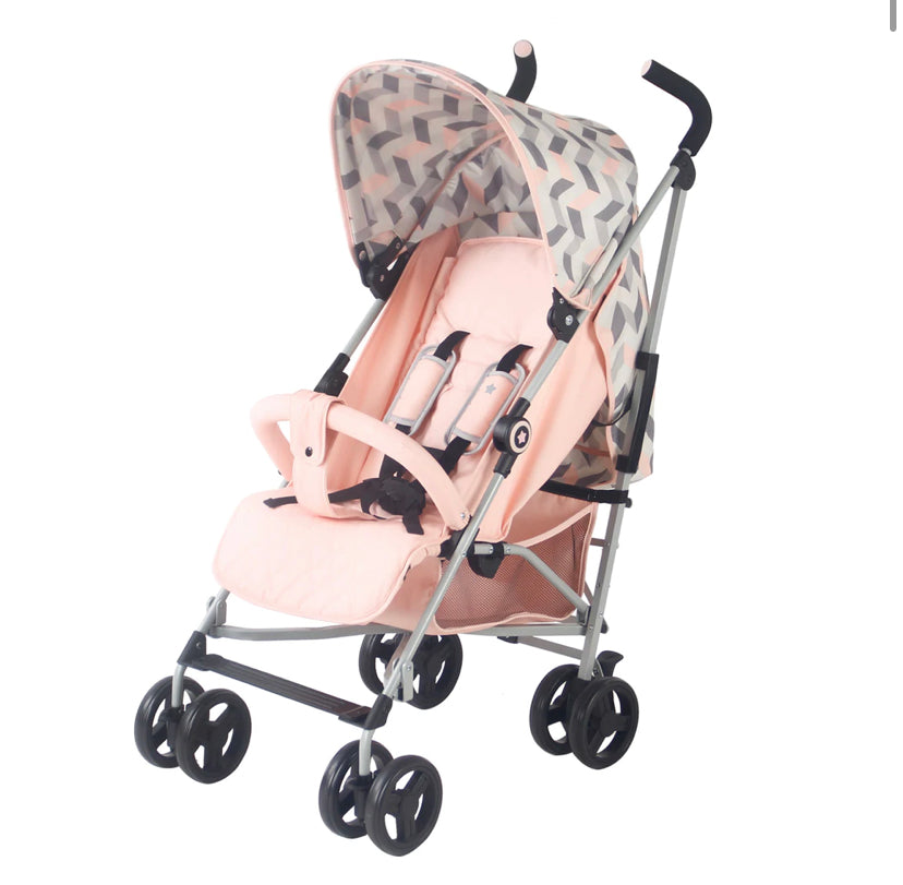 My Babiie My Babiie Pink and Grey Chevron Lightweight Stroller