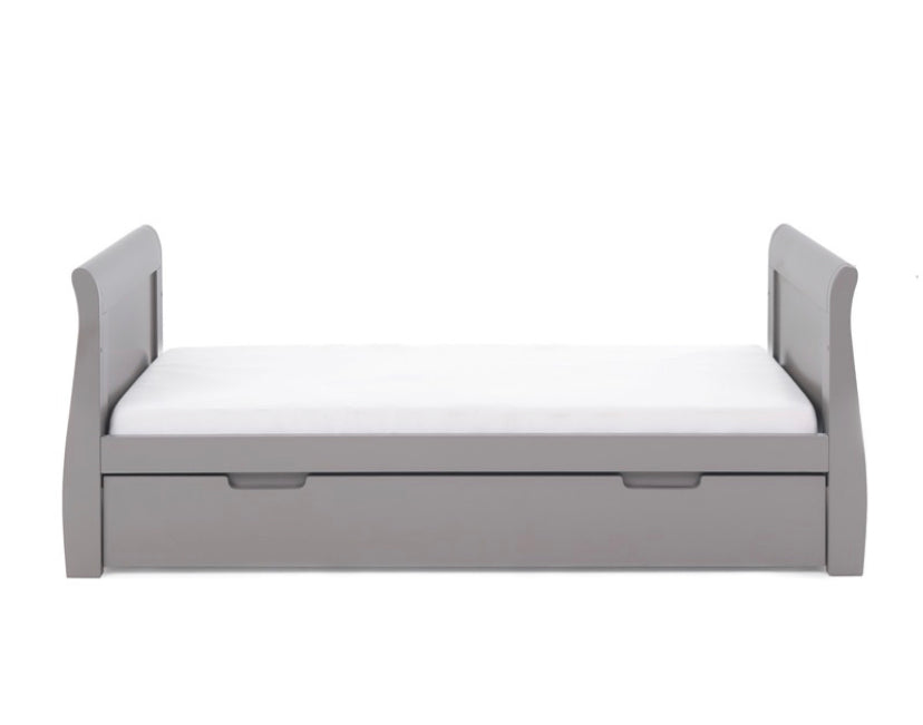 Obaby Stamford Classic Sleigh Cot Bed With Drawer - Taupe Grey