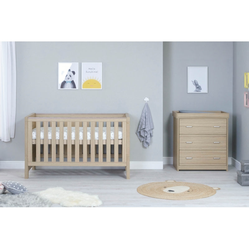 Babymore Luno 2 Piece Furniture Room Set-Oak