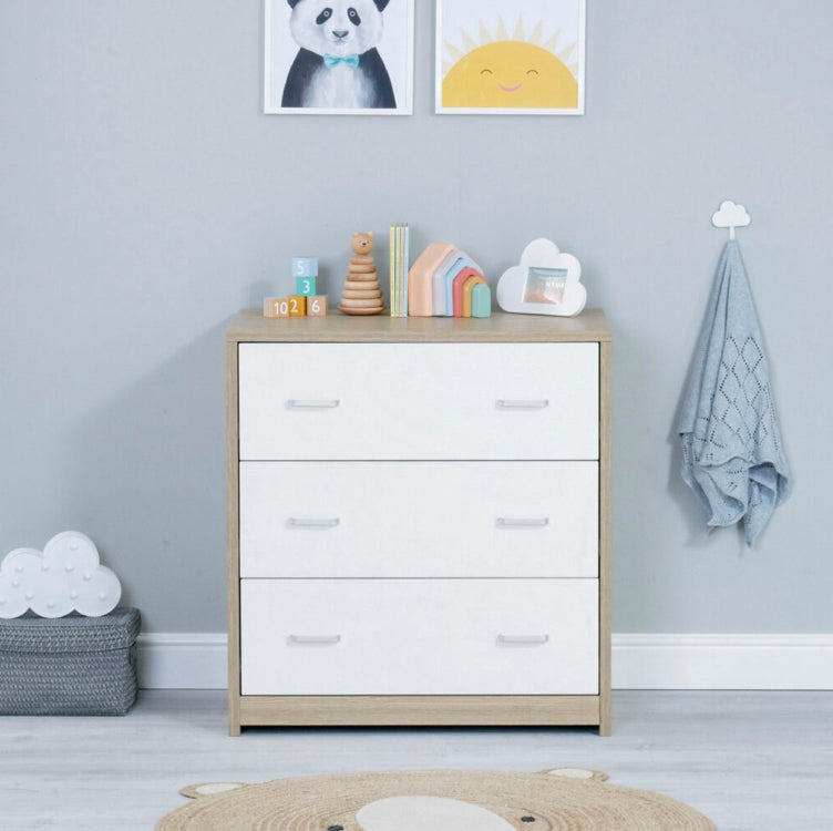 Babymore Luno  Veni chest  changing unit  – Oak & White