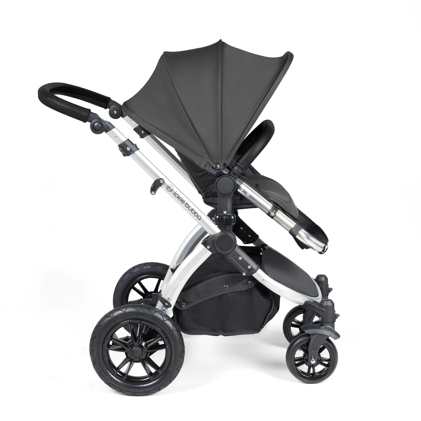 Ickle bubba Stomp Luxe All in One Premium i-Size Travel System with ISOFIX Base *Charcoal Grey  - Black  handle