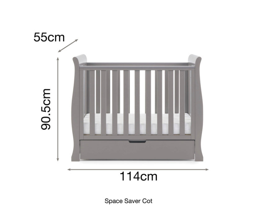 Obaby Stamford Space Saver Cot - Taupe Grey