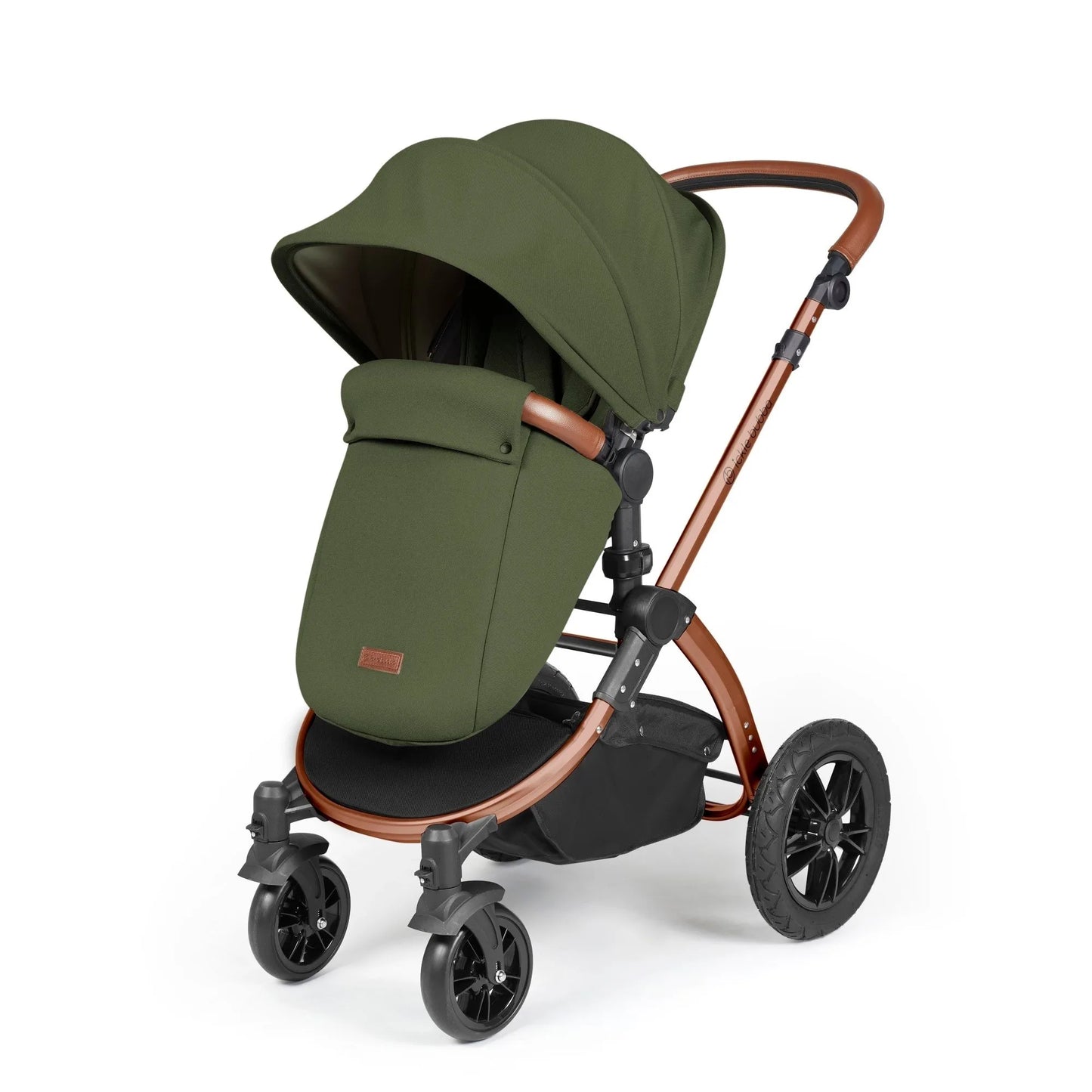 Ickle bubba Stomp Luxe All in One Premium i-Size Travel System with ISOFIX Base *Woodland  - Tan handle