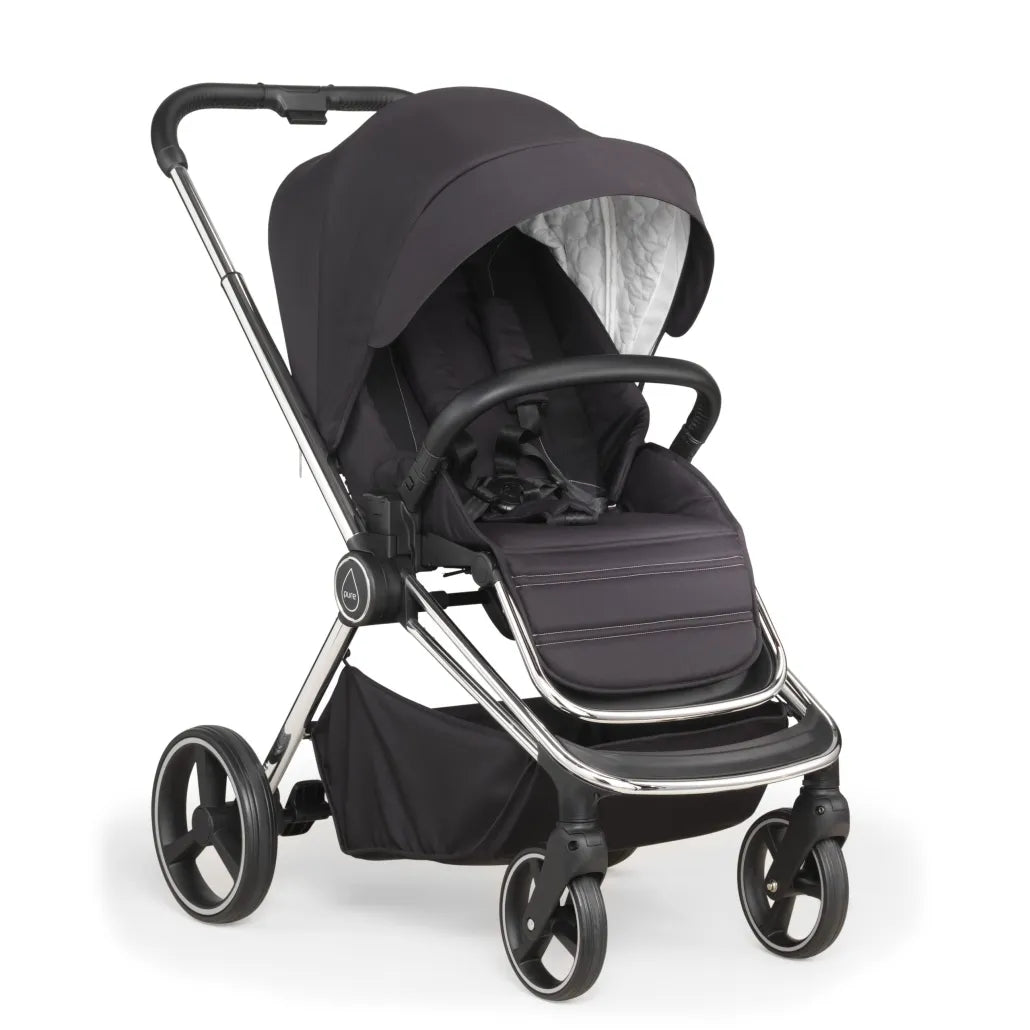 Mee-Go Pure 3in1 Travel System With Silver Chassis-Allegra Black