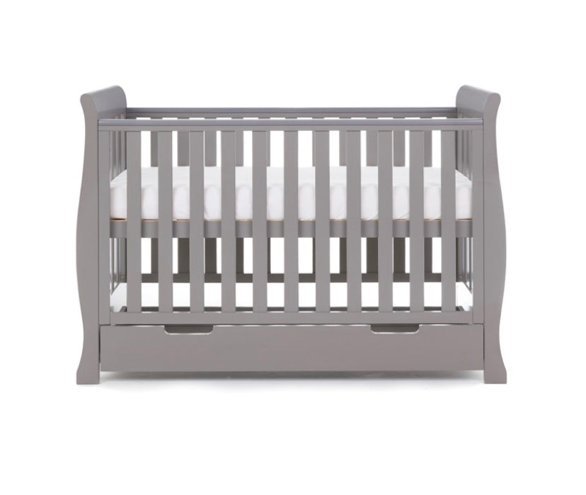 Obaby Stamford Sleigh Mini Cot Bed - Taupe Grey