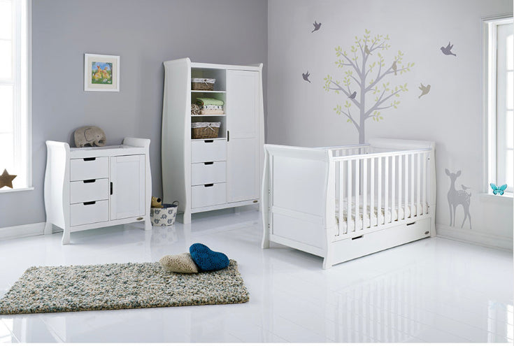 Obaby Stamford Classic Sleigh 3 Piece Room Set - White