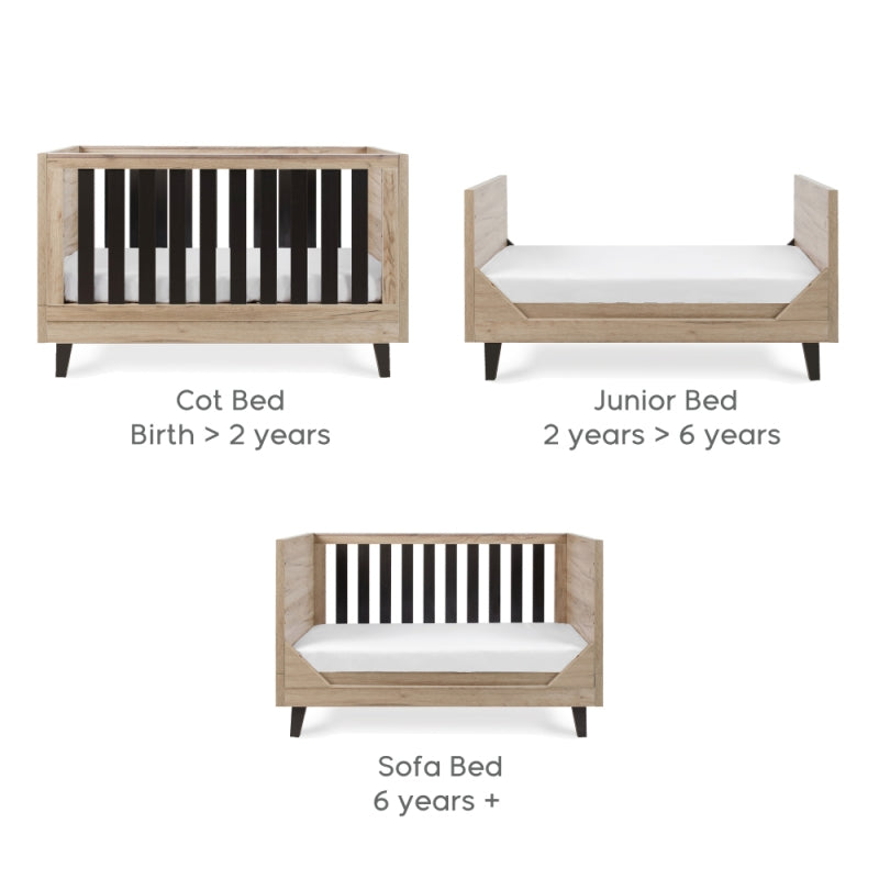 Tutti Bambini Como Cot Bed-  Oak/Slate Grey