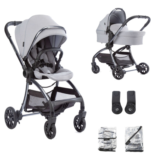 Junior Jones Aylo 2in1 Pram Bundle-Pebble Grey/Gun Metal