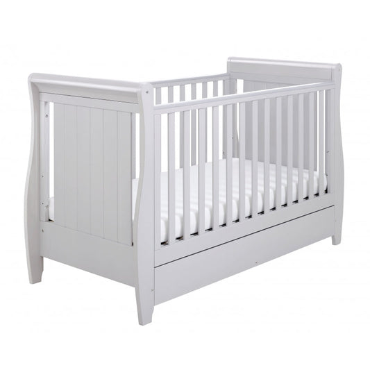 Babymore Stella Sleigh Drop Side  Convertible Cot Bed & cot top changer - Grey