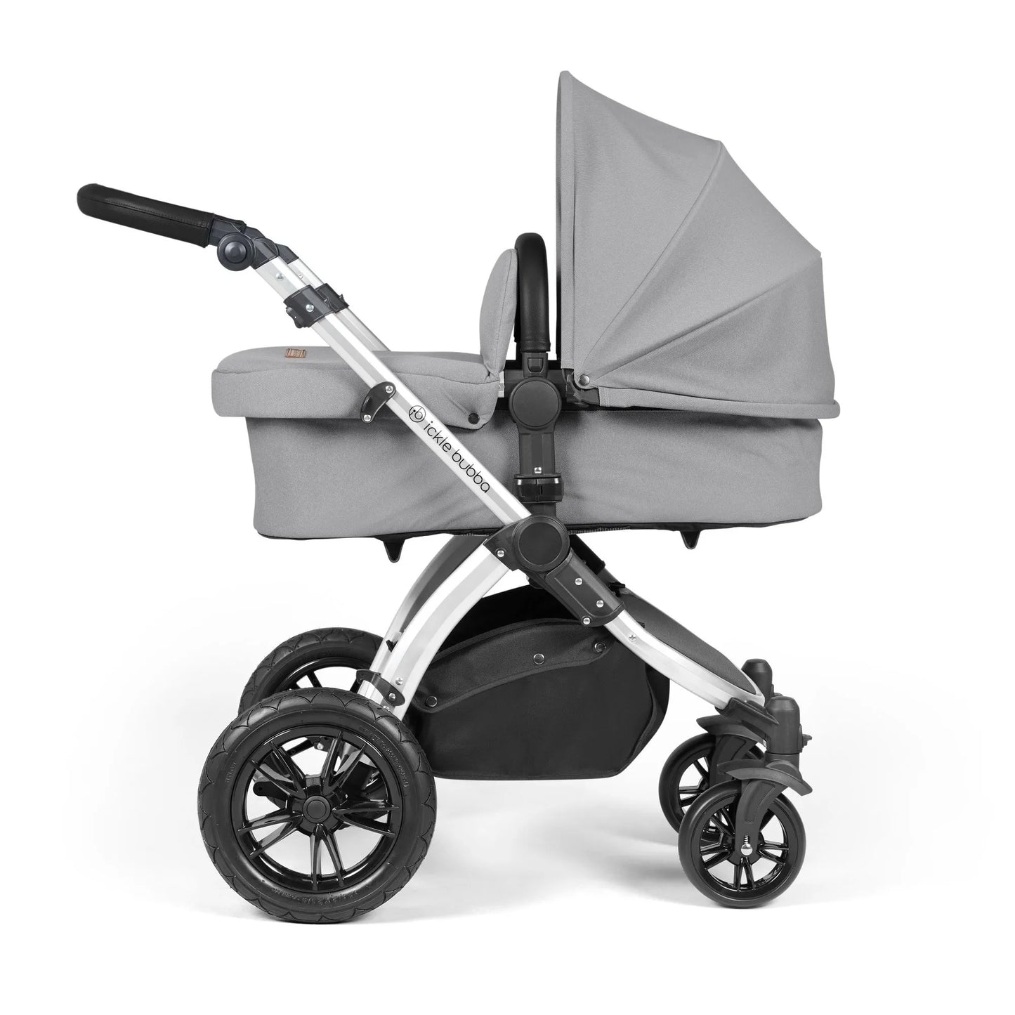 Ickle bubba Stomp Luxe All in One Premium i-Size Travel System with ISOFIX Base *Pearl Grey   - Black handle