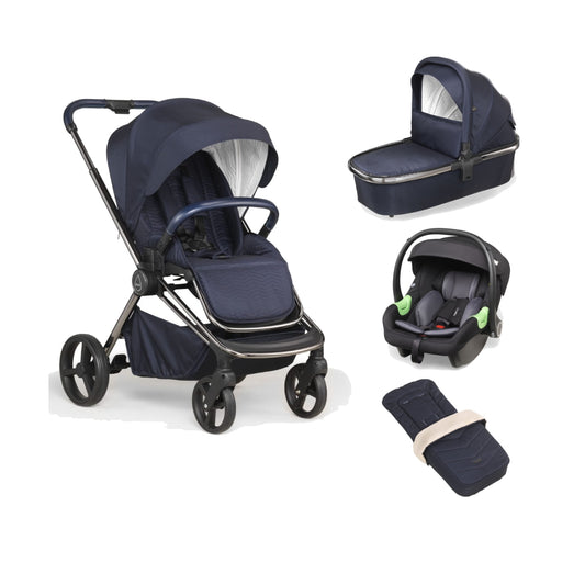 Mee-Go Pure 3in1 Travel System With Gun Metal Chassis-True Blue