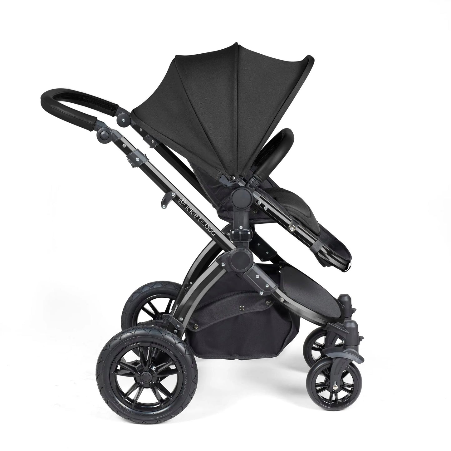 Ickle bubba Stomp Luxe All in One Premium i-Size Travel System with ISOFIX Base *Midnight - Black handle