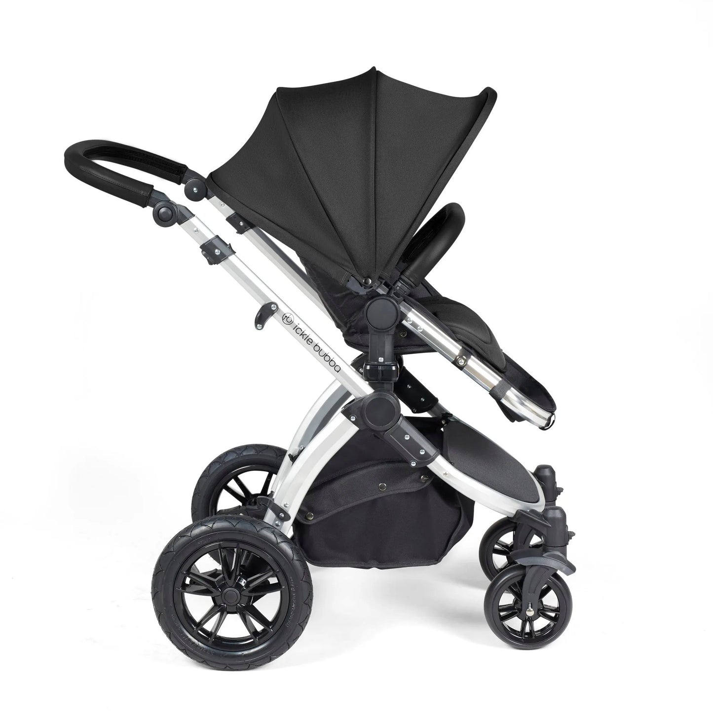 Ickle bubba Stomp Luxe All in One Premium i-Size Travel System with ISOFIX Base *Midnight - Black handle