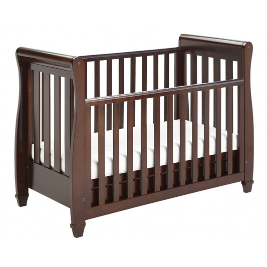 Babymore Eva Sleigh Cot Bed Drop side  with Drawer-Brown