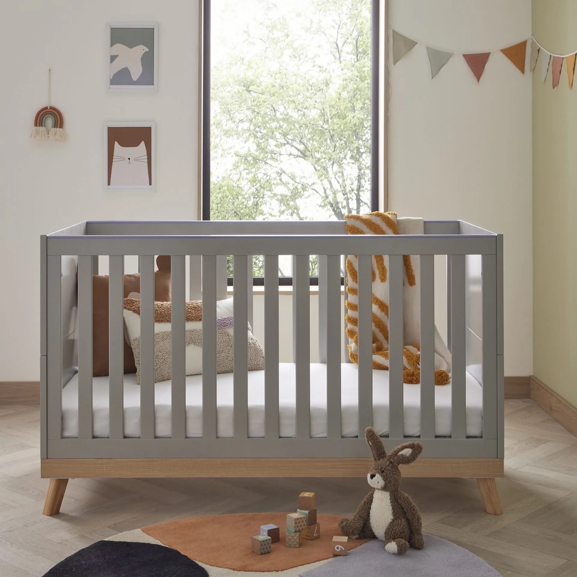 Grey cheap wooden cot