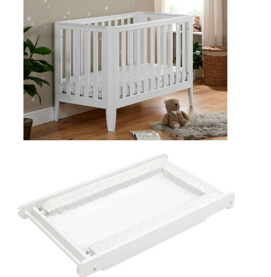 Babymore Iris Cot Bed & cot top changer  -White